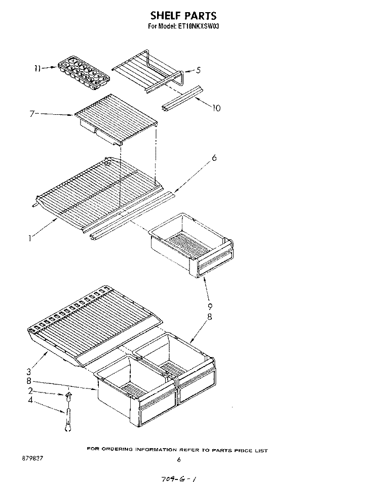 SHELF Diagram and Parts List for ET18NKXSW03  Whirlpool Refrigerator