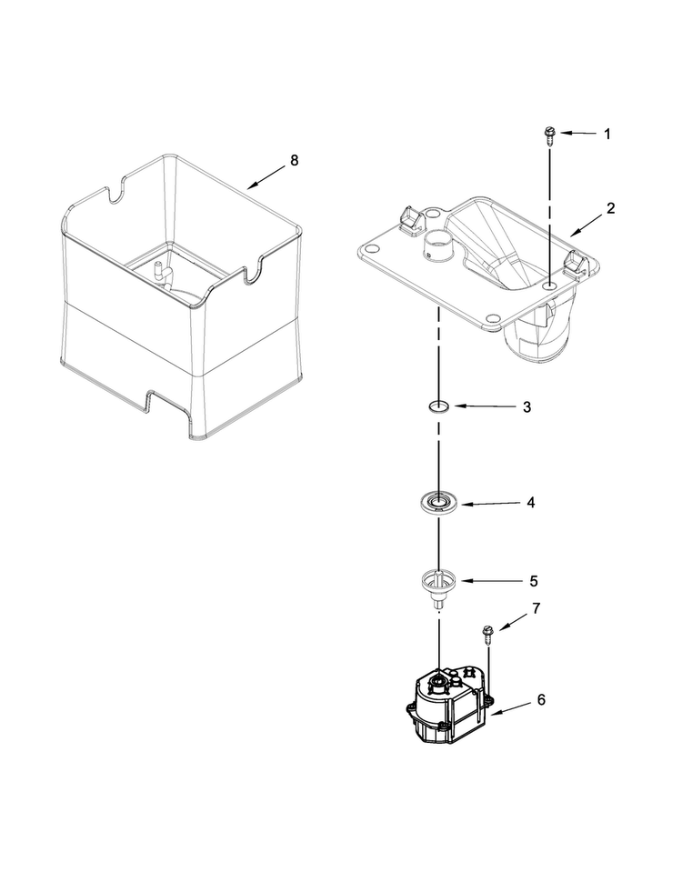 Motor And Ice Container Parts Diagram and Parts List for KFIS29PBMS01  KitchenAid Refrigerator