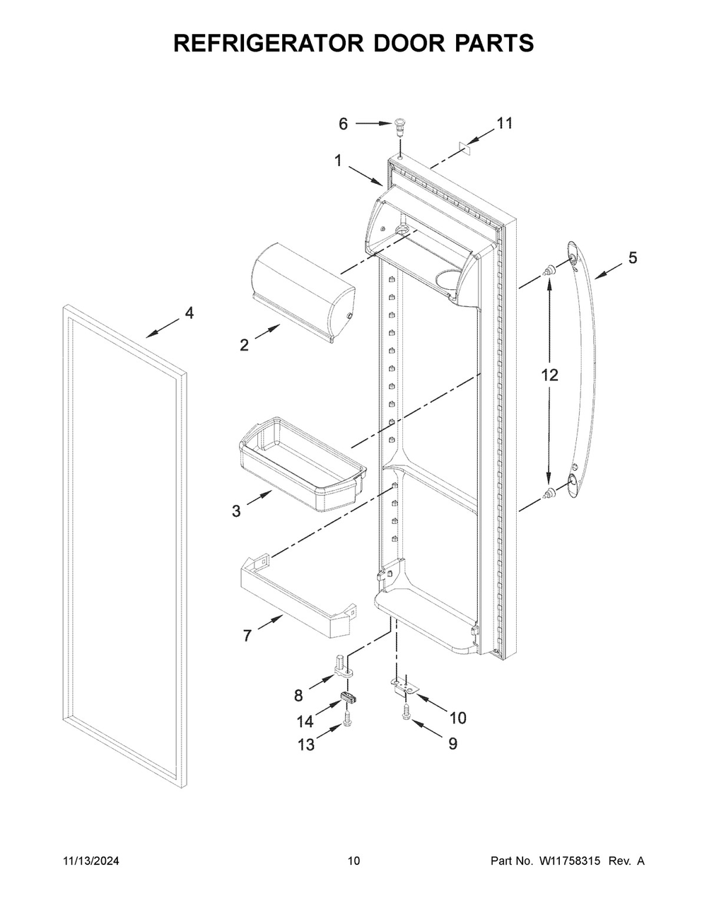 06 - Refrigerator Door Parts Diagram and Parts List for WRS315SNHM09  Whirlpool Refrigerator
