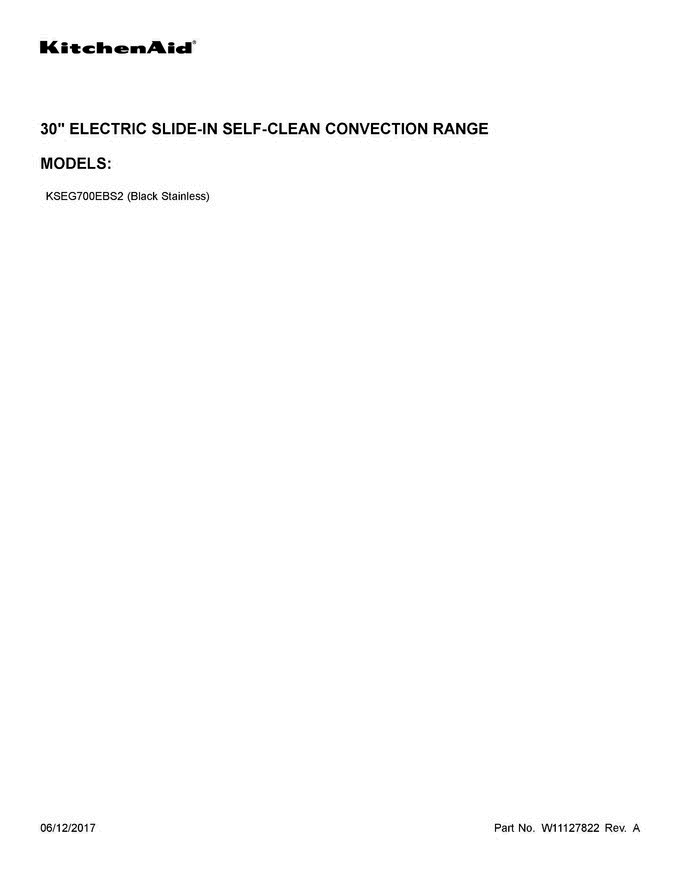 01 - Cover Sheet Diagram and Parts List for KSEG700EBS2  KitchenAid Range