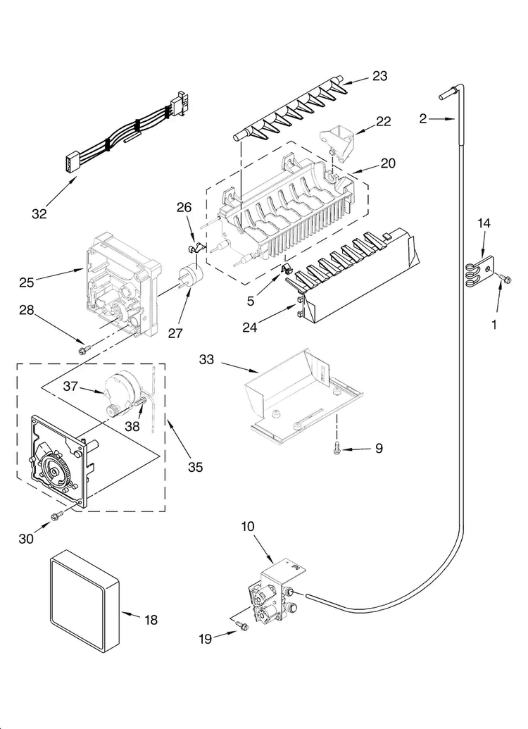 Icemaker Parts, Optional Parts Diagram and Parts List for KSCS25INMS00  KitchenAid Refrigerator
