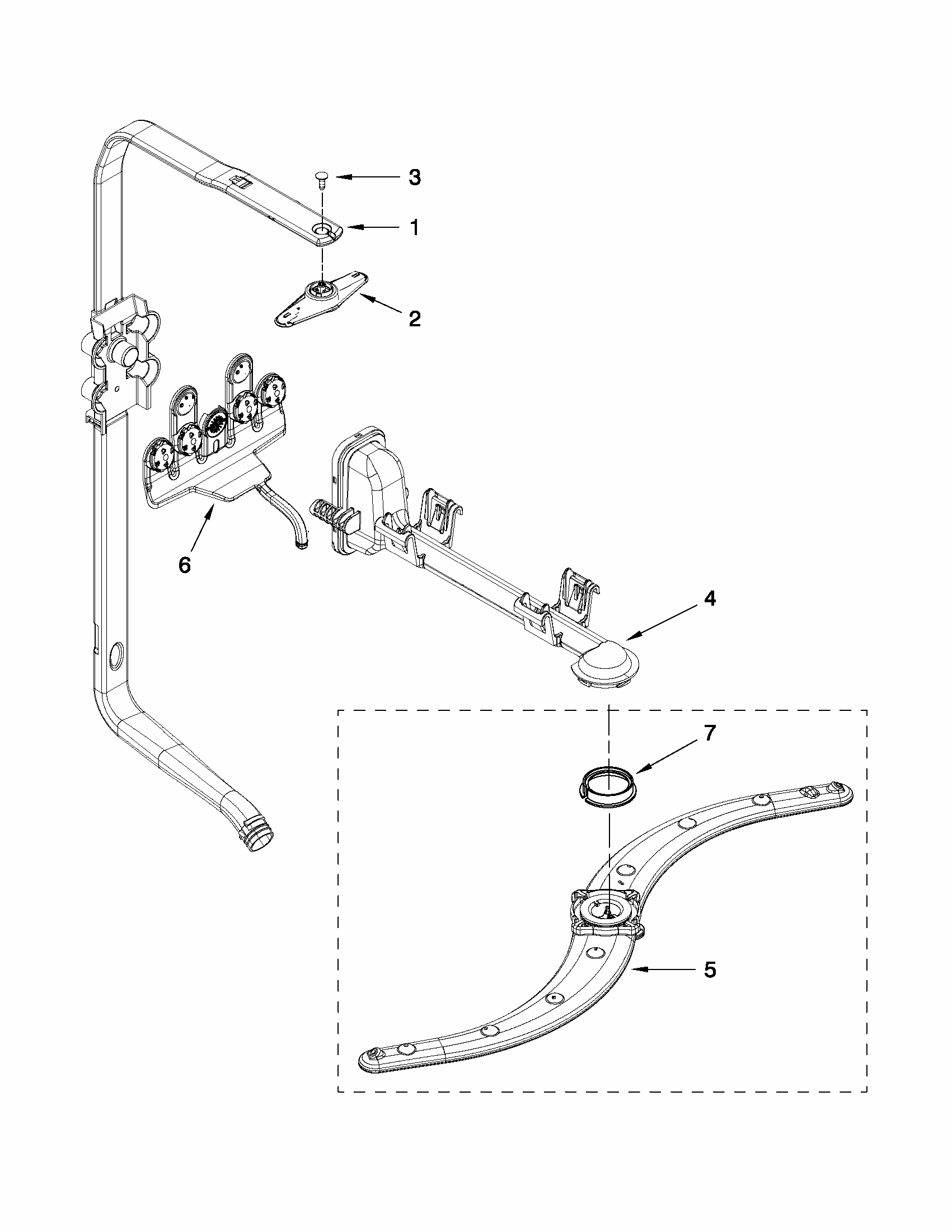Upper Wash And Rinse Parts Diagram and Parts List for 66515693K210  Kenmore Dishwasher