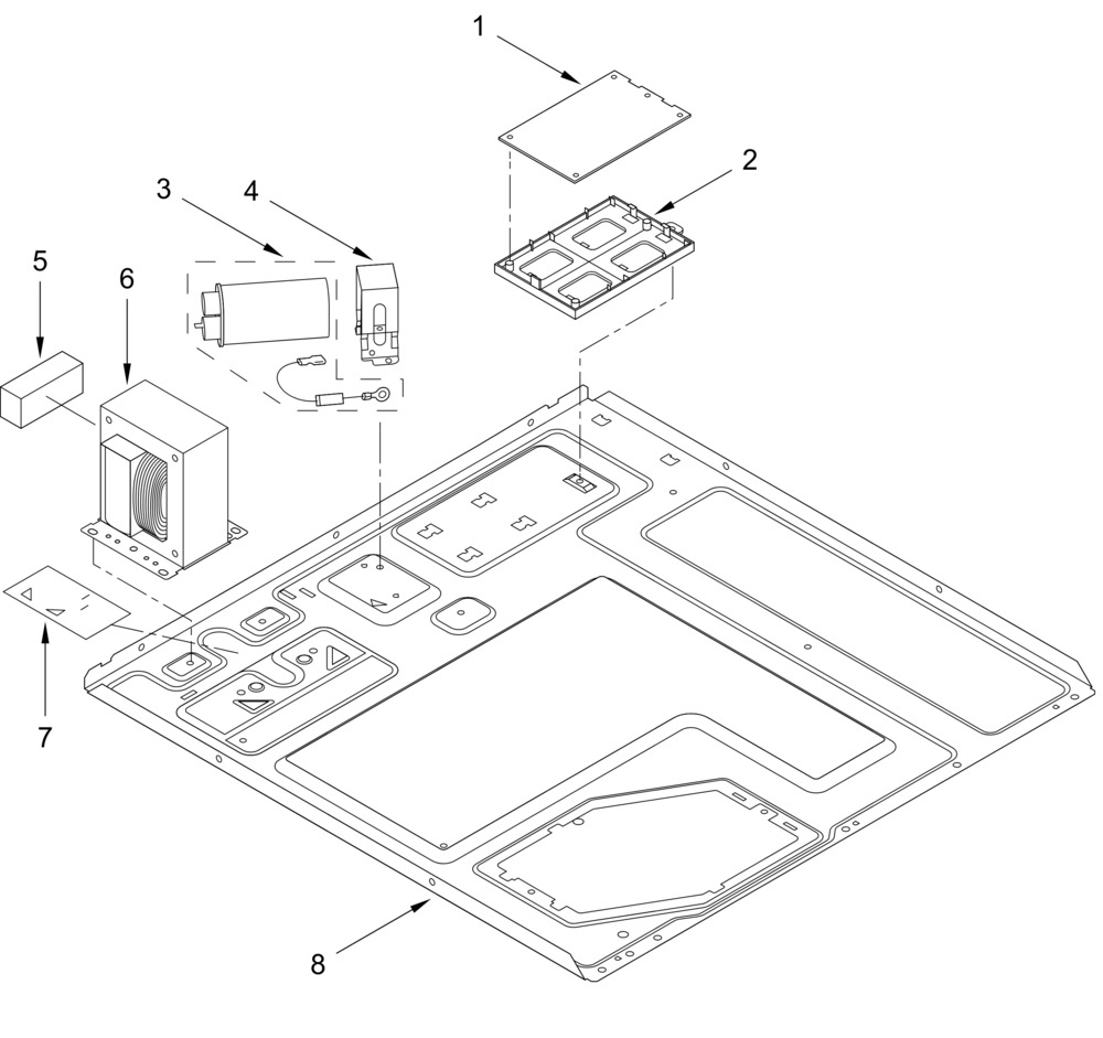 Base Plate Parts Diagram and Parts List for KMBD104GSS03  Whirlpool Microwave