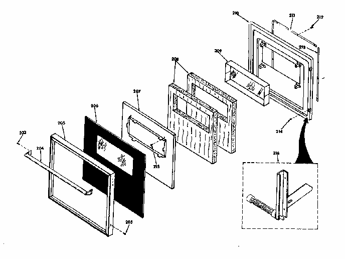 Lower Oven Door Diagram and Parts List for 8504277293  Kenmore Range