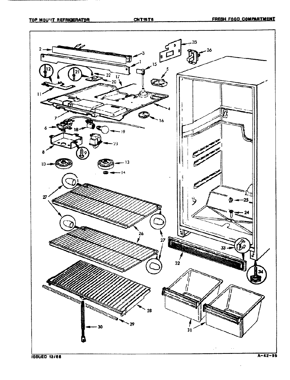 03 - Fresh Food Compartment Diagram and Parts List for CNT15T5A  Whirlpool Refrigerator