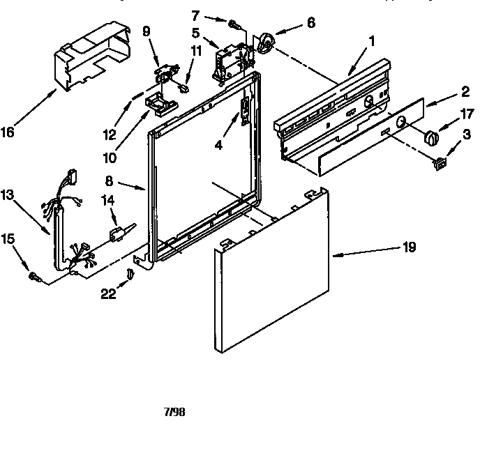 Frame And Console Diagram and Parts List for DU180DWGQ0  Whirlpool Dishwasher
