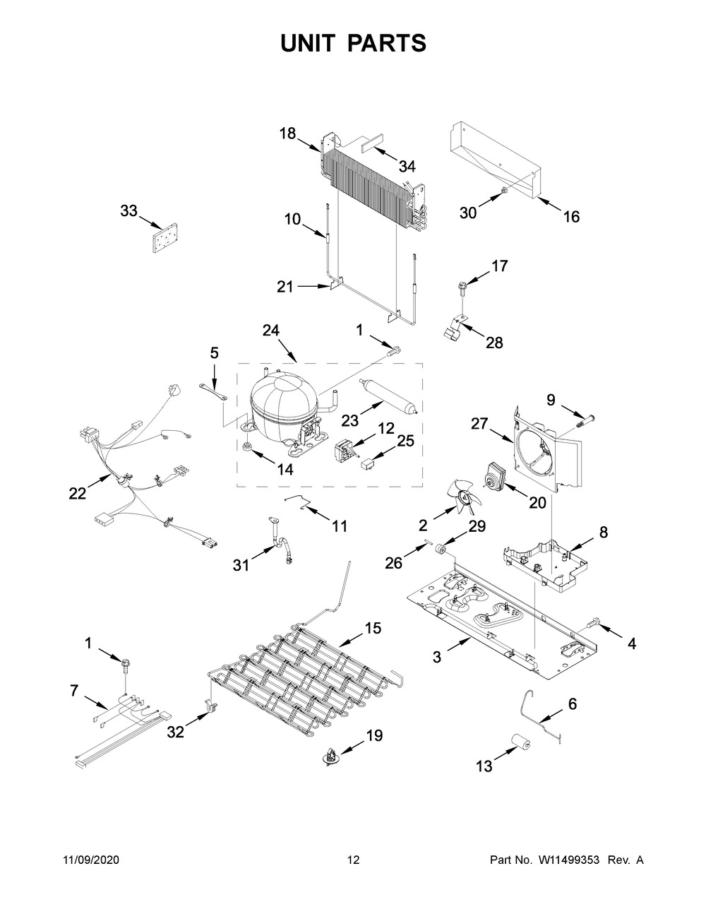 Unit Parts Diagram and Parts List for WRB329DMBM02  Whirlpool Refrigerator