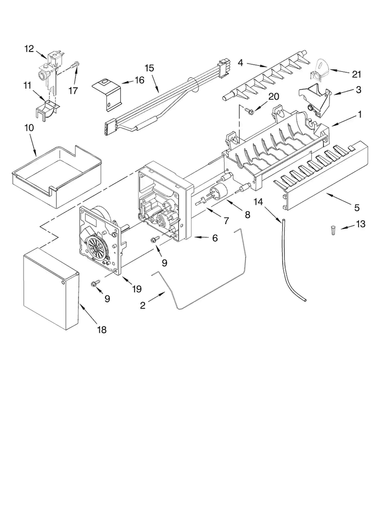 Icemaker Parts, Optional Parts Diagram and Parts List for GX5SHDXTQ11  Whirlpool Refrigerator