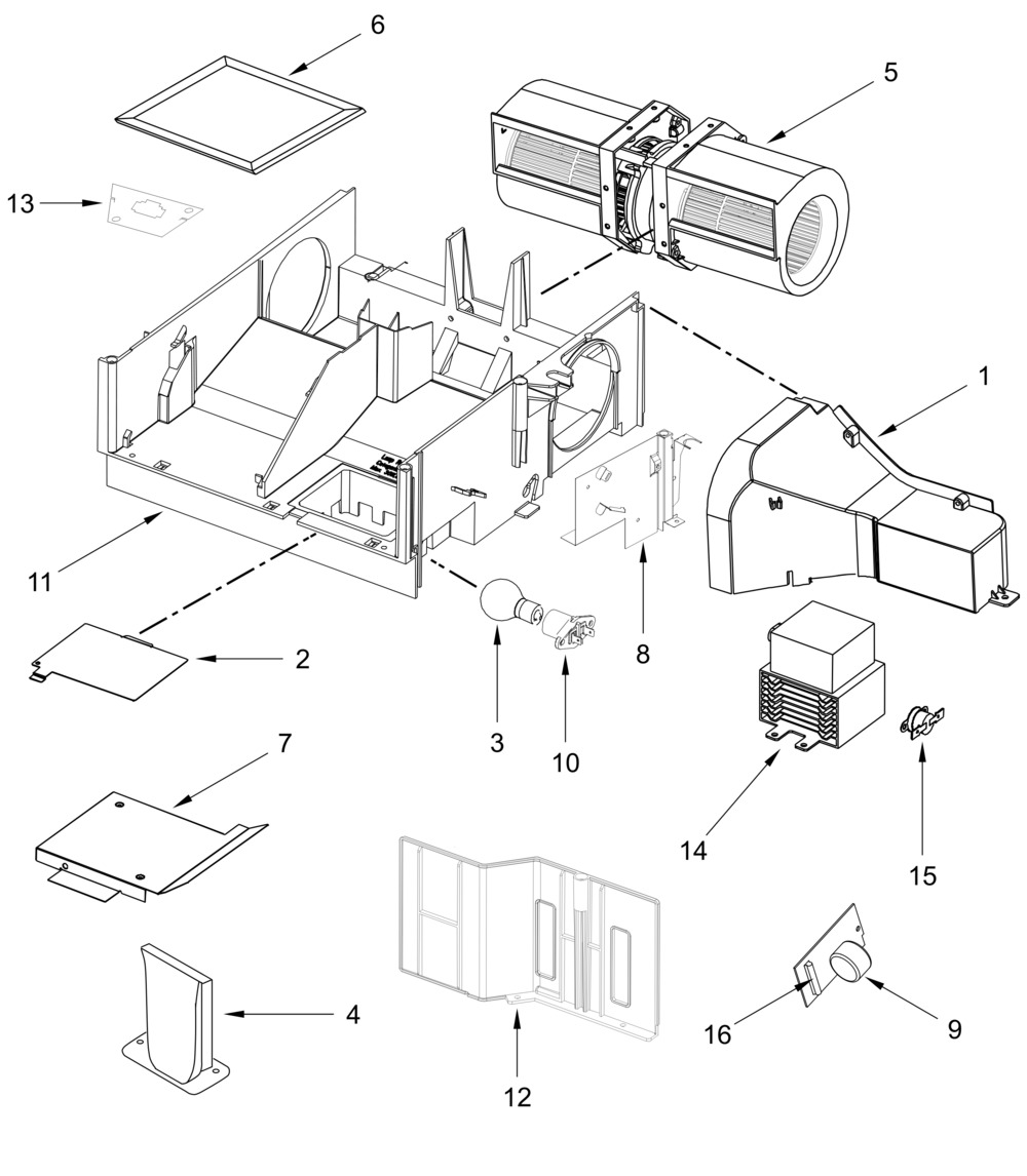Air Flow Parts Diagram and Parts List for YWMH31017HW11 YWMH31017HB11-YWMH31017HS11 Whirlpool Microwave