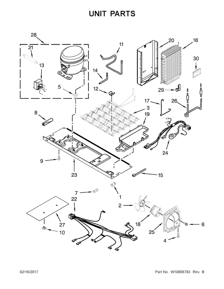 Unit Parts Diagram and Parts List for WRS586FIEE01  Whirlpool Refrigerator