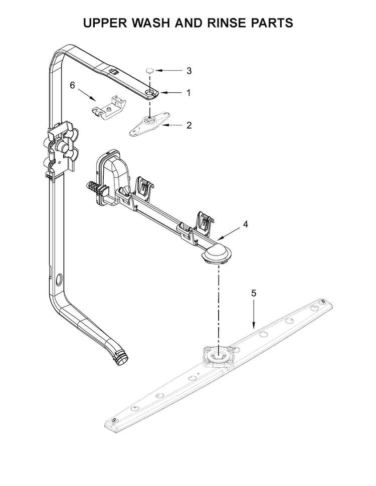 Upper Wash And Rinse Parts Diagram and Parts List for WDT750SAHZ0  Whirlpool Dishwasher