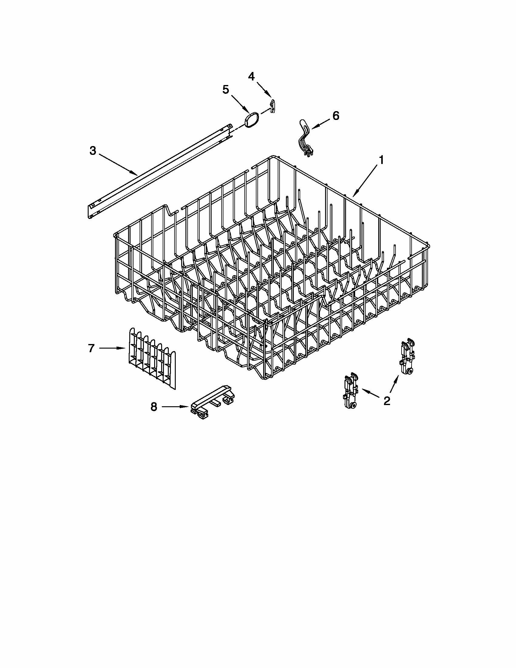 Upper Rack And Track Parts Diagram and Parts List for 66515039K112  Kenmore Dishwasher