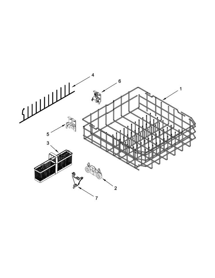 Lower Rack Parts Diagram and Parts List for KUDS30FXPAA  KitchenAid Dishwasher