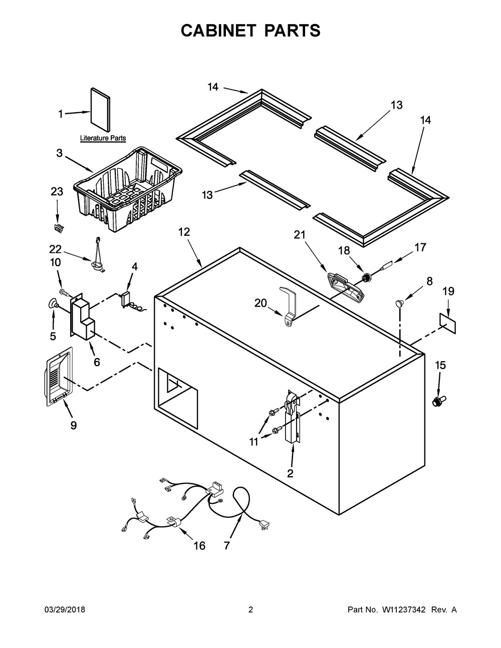 Cabinet Parts Diagram and Parts List for WZC5415DW01  Whirlpool Freezer