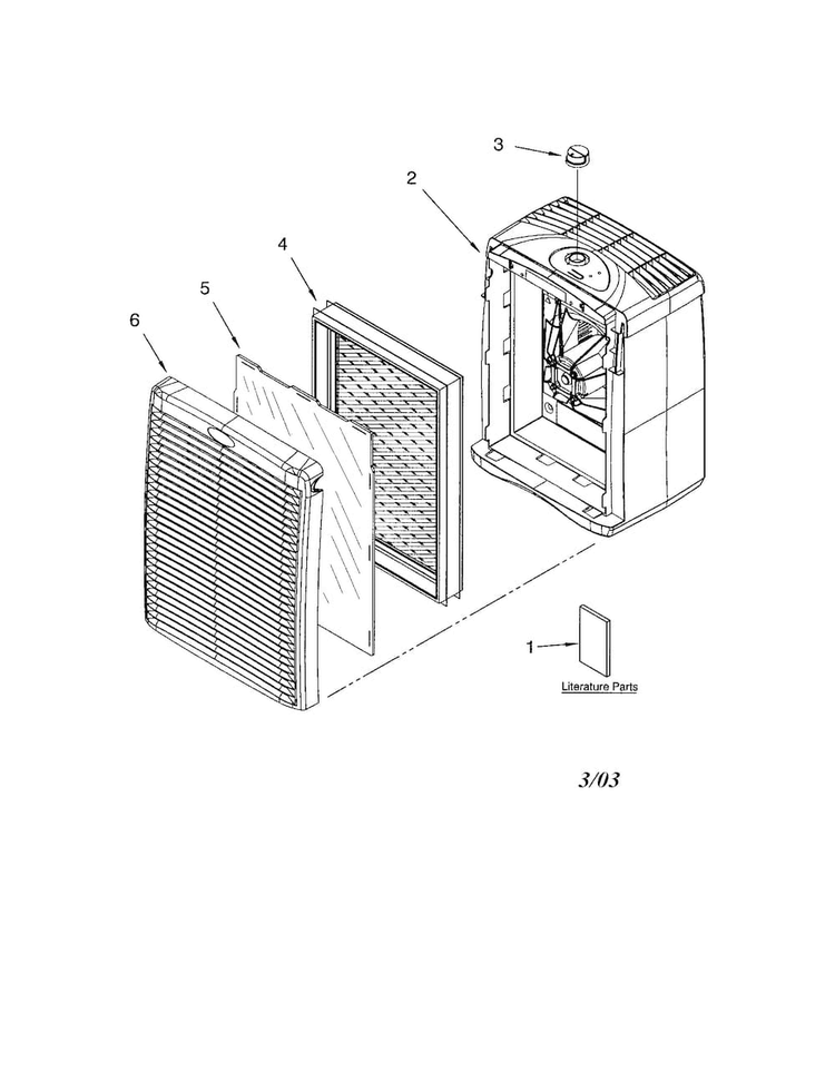 Air Purifier Diagram and Parts List for 1064283354  Kenmore Air Purifier