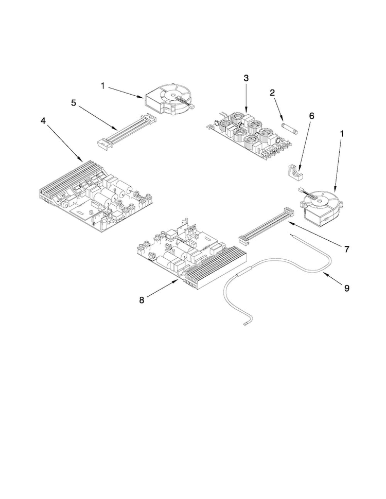 Interior Parts Diagram and Parts List for KICU500XSS0  KitchenAid Cooktop