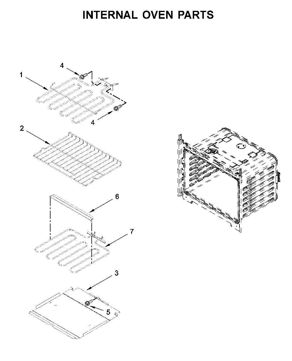 Internal oven parts Diagram and Parts List for WOC54EC7HW04  Whirlpool Microwave