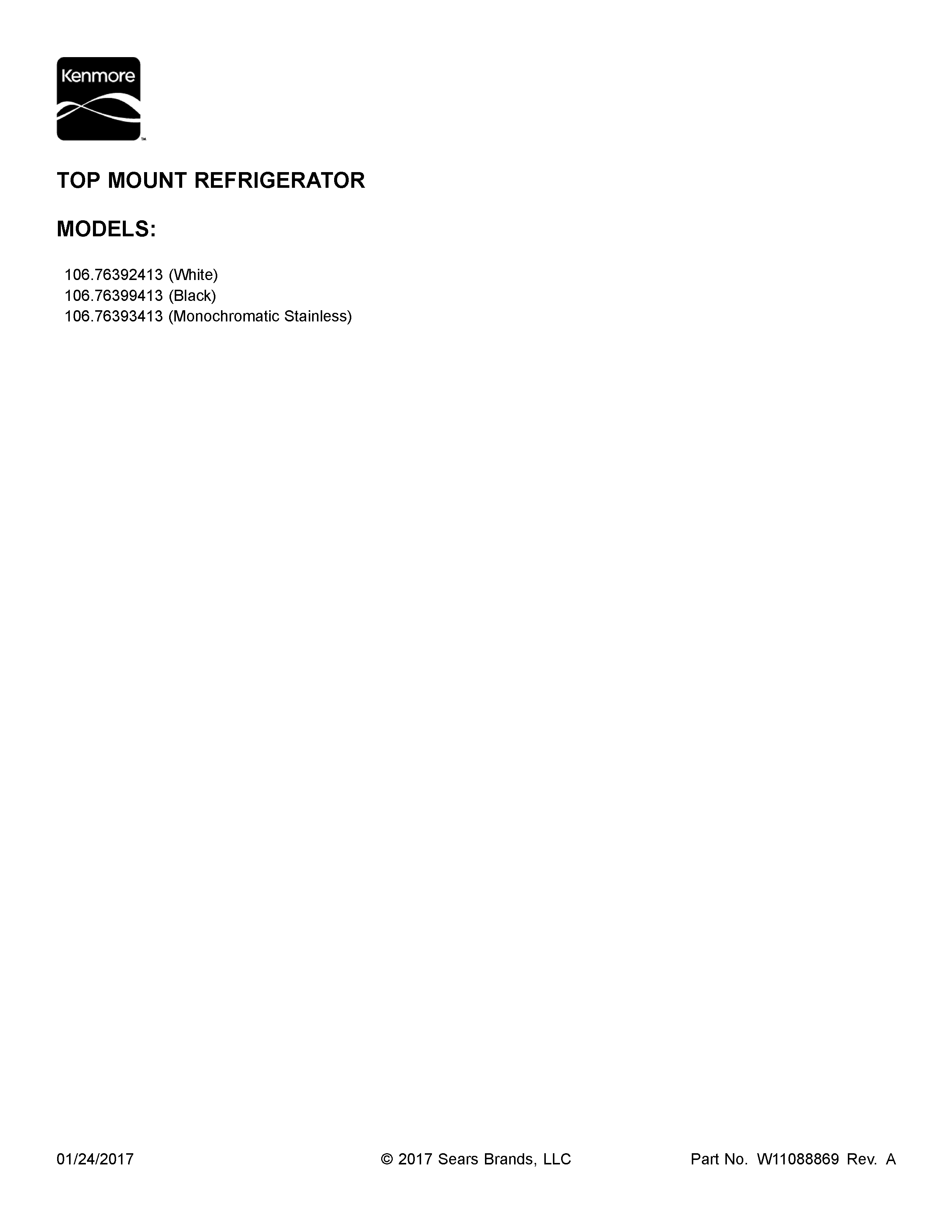 Cover Sheet Diagram and Parts List for 10676399413  Kenmore Refrigerator