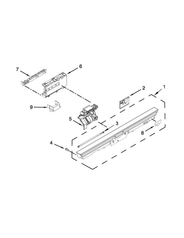 Control Panel And Latch Parts Diagram and Parts List for BLB14DRANA2  Whirlpool Dishwasher