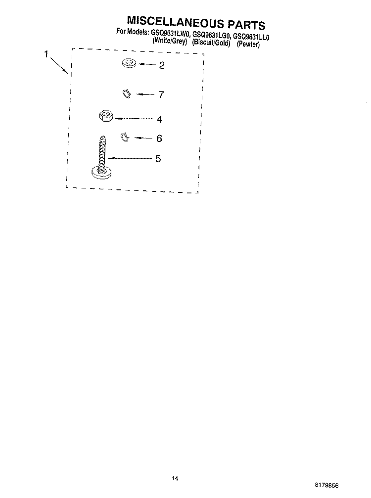 MISCELLANEOUS, OPTIONAL Diagram and Parts List for GSQ9631LL0  Whirlpool Washer