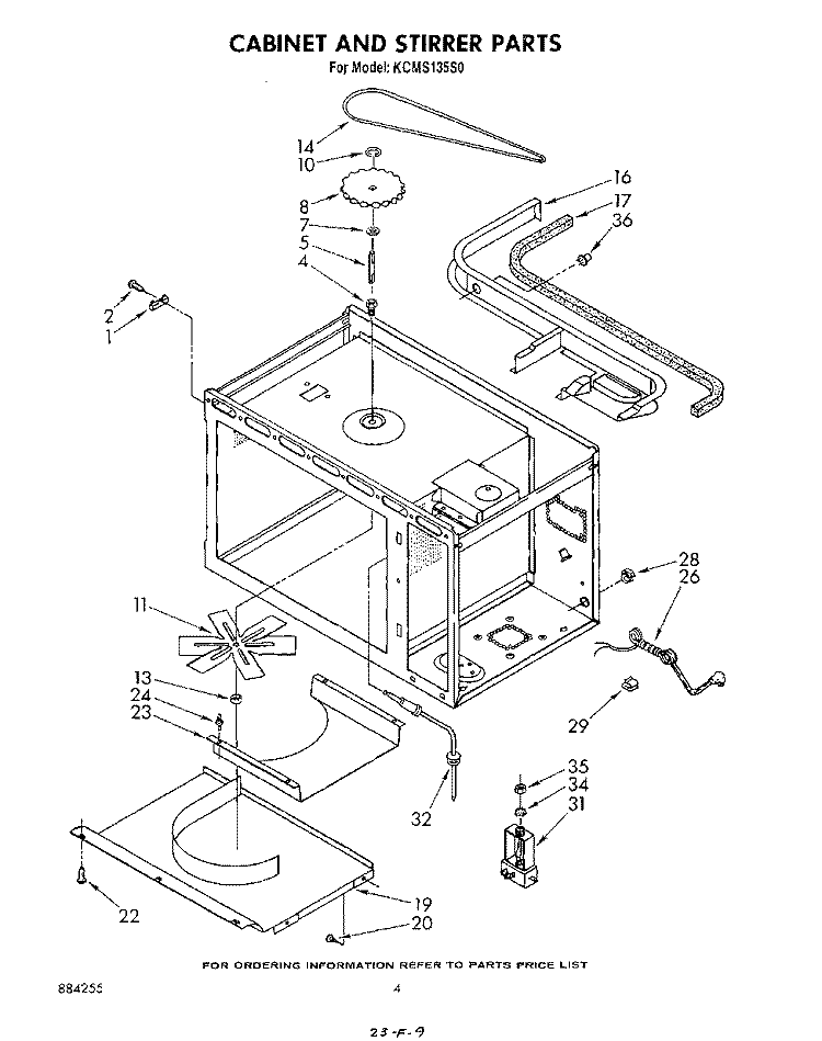 CABINET AND STIRRER Diagram and Parts List for KCMS135S0  KitchenAid Microwave