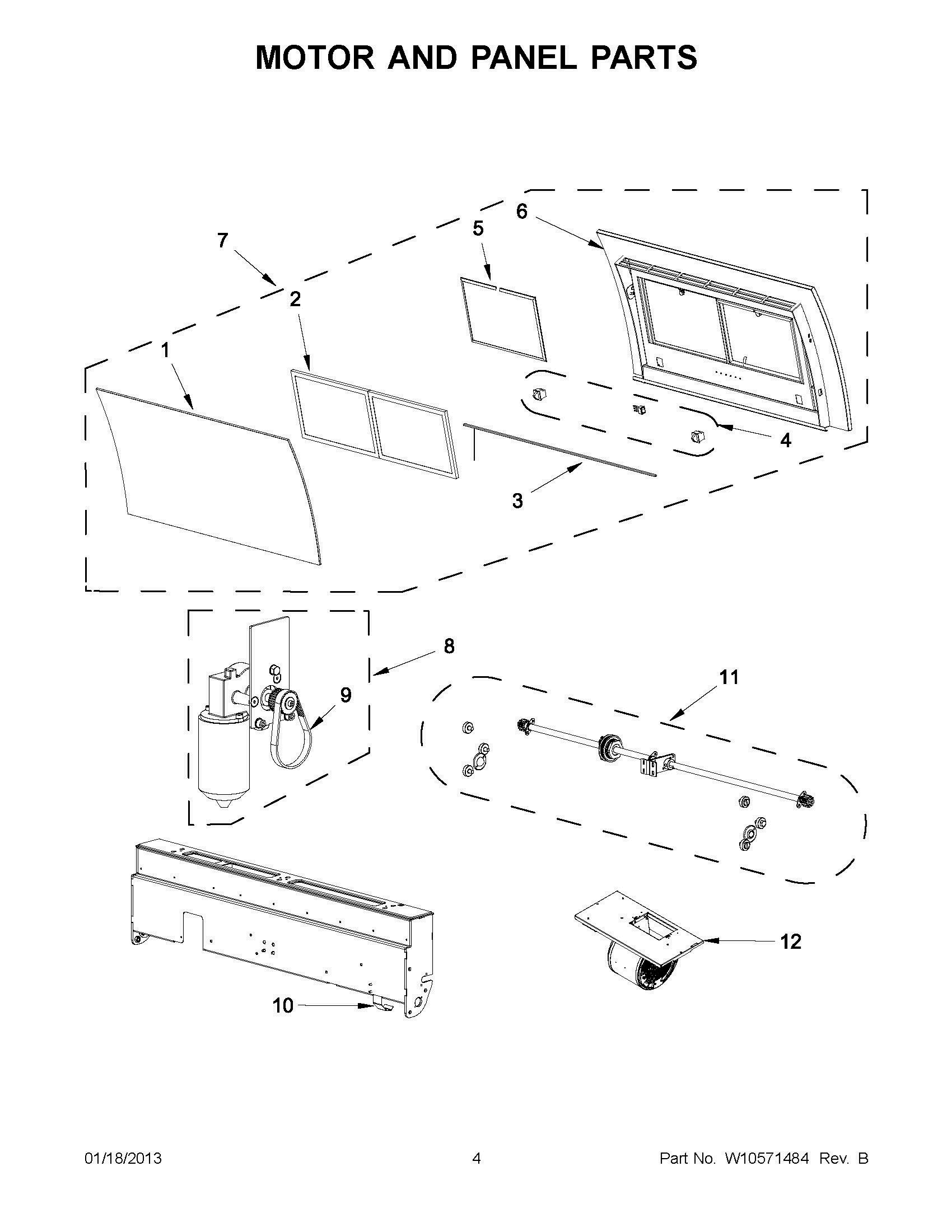 02 - MOTOR AND PANEL PARTS Diagram and Parts List for JXD7836BS0  Whirlpool Range Hood