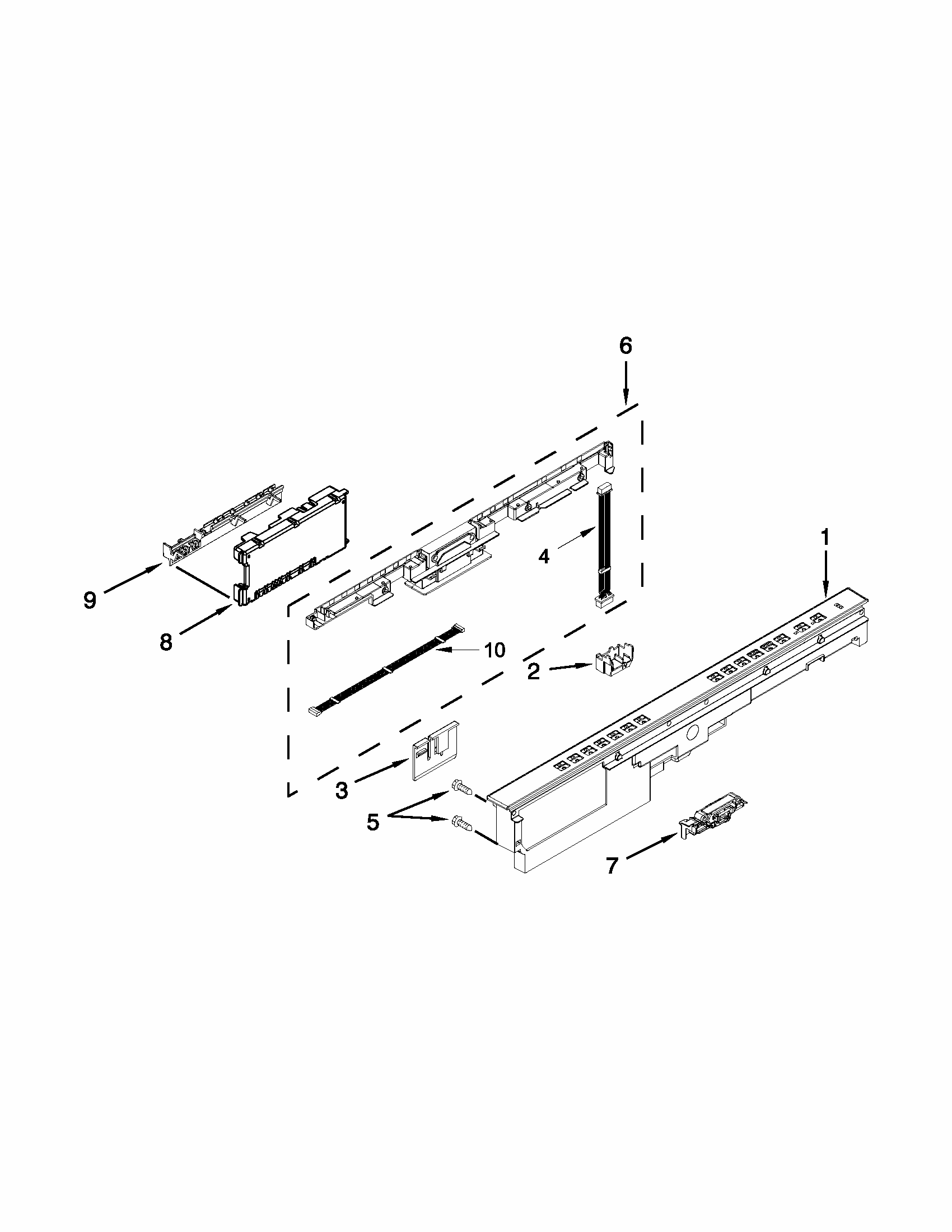 Control Panel And Latch Parts Diagram and Parts List for 66513292K115  Kenmore Dishwasher