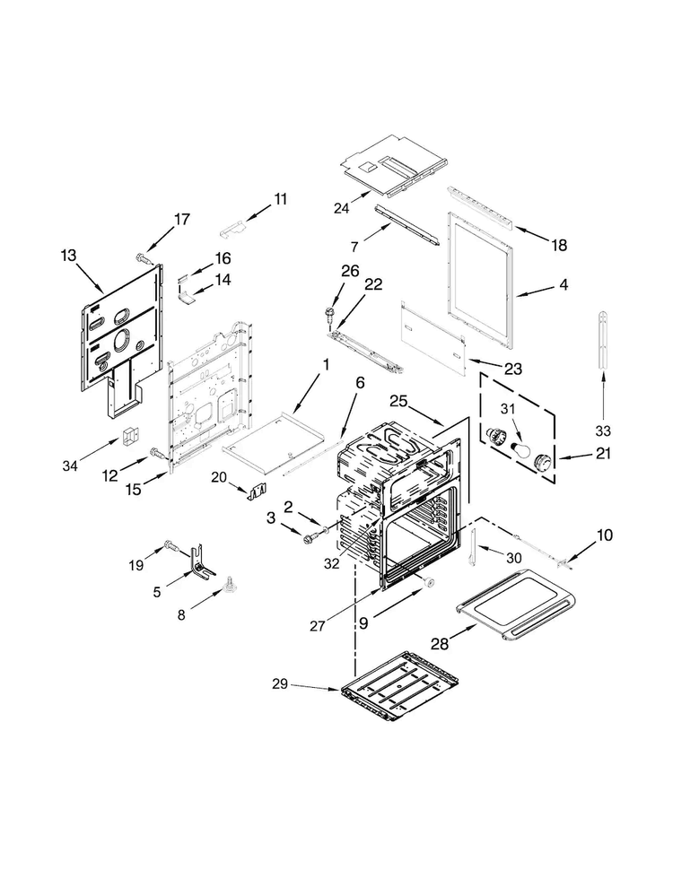 Chassis Parts Diagram and Parts List for KFGD500ESS00  KitchenAid Range