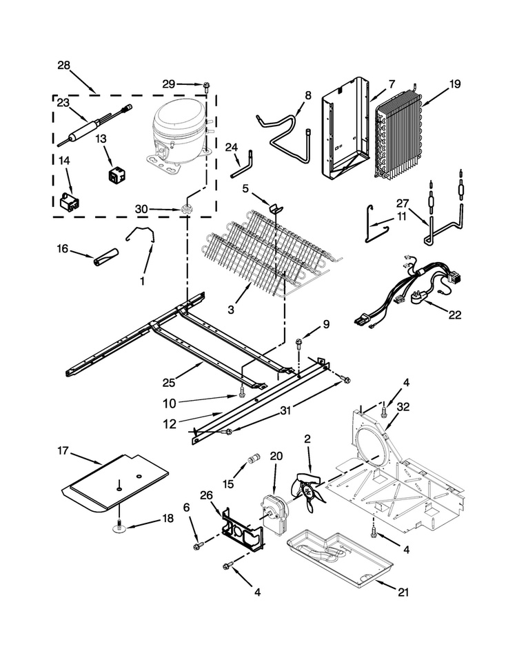 Unit Parts Diagram and Parts List for 10651799412  Kenmore Refrigerator