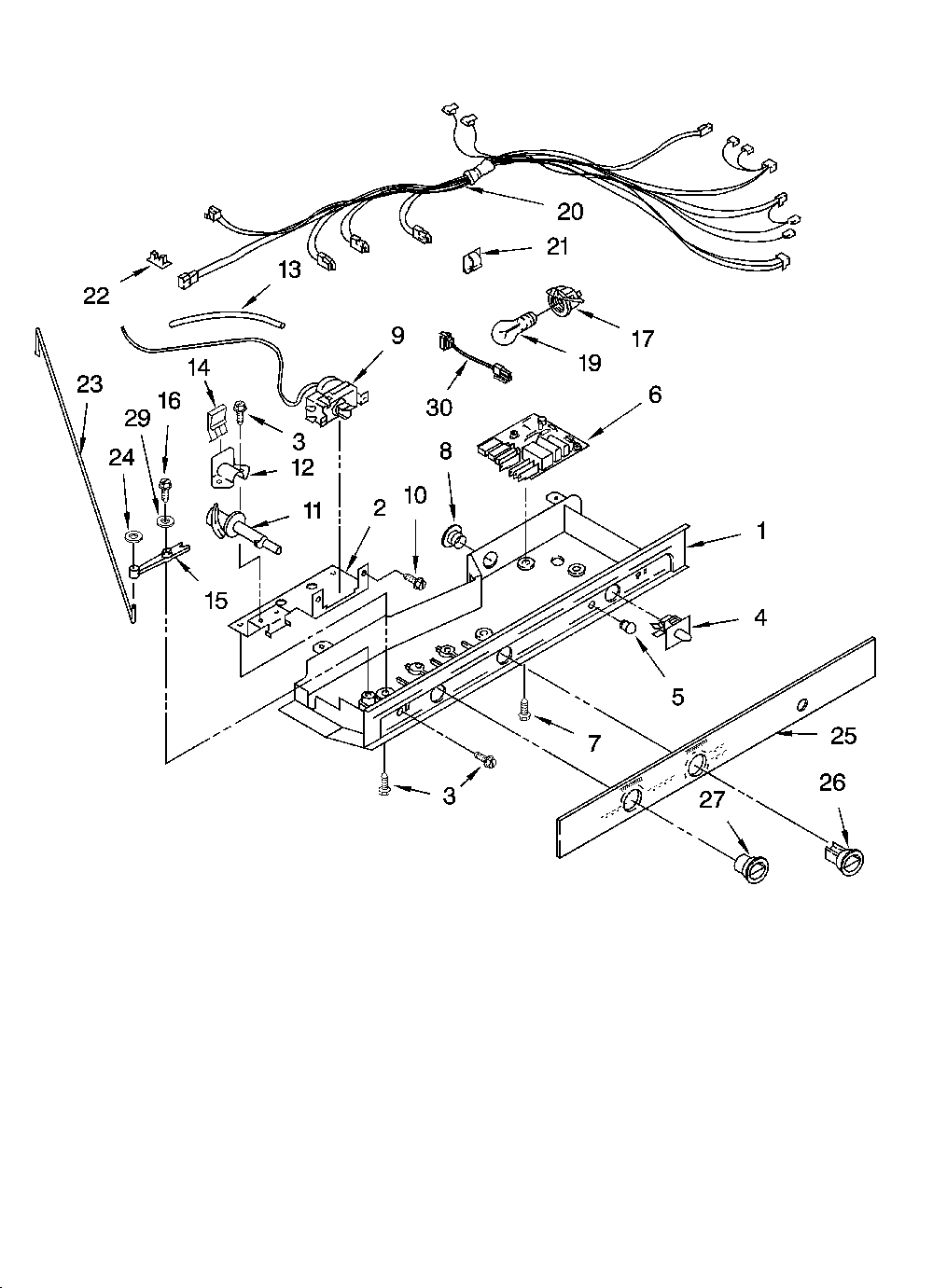 Control parts Diagram and Parts List for ED5SHAXMT10  Whirlpool Refrigerator