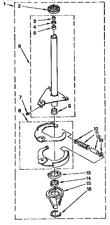 Brake And Drive Tube Diagram and Parts List for LSR7233BGO  Whirlpool Washer