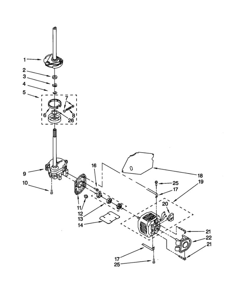 Brake/Clutch/Gearcase/Motor/Pump Diagram and Parts List for 11021884001  Kenmore Washer