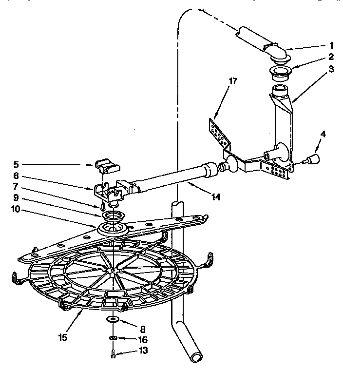 Upper Wash And Rinse Diagram and Parts List for KUDI23HBW0  KitchenAid Dishwasher