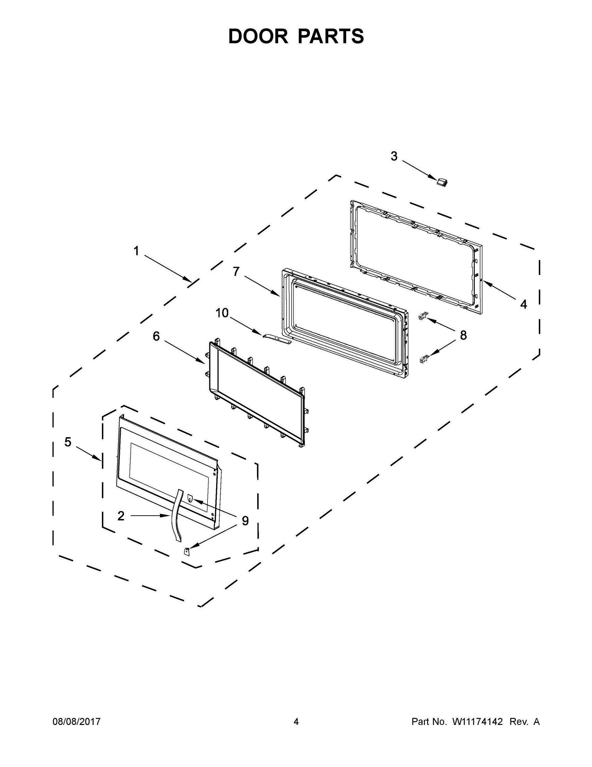 03 - DOOR PARTS Diagram and Parts List for YWMH53520CB3  Whirlpool Microwave