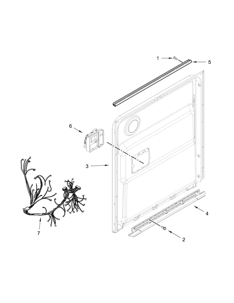 Inner Door Parts Diagram and Parts List for WDF760SADM2  Whirlpool Dishwasher