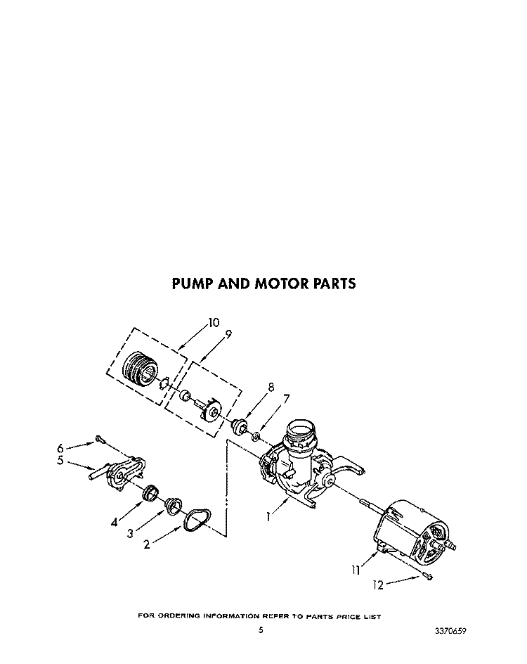 PUMP AND MOTOR Diagram and Parts List for TUD5000Y0  Whirlpool Dishwasher