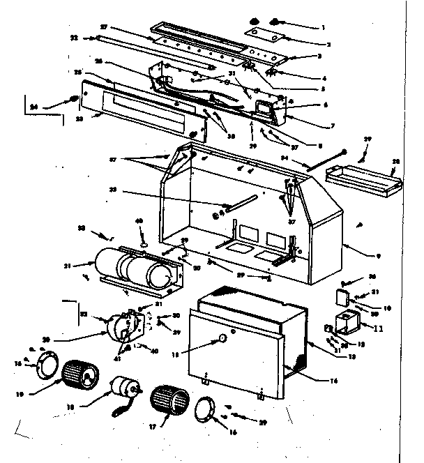 Range Hood Assembly Diagram and Parts List for 1555256740  Kenmore Range Hood