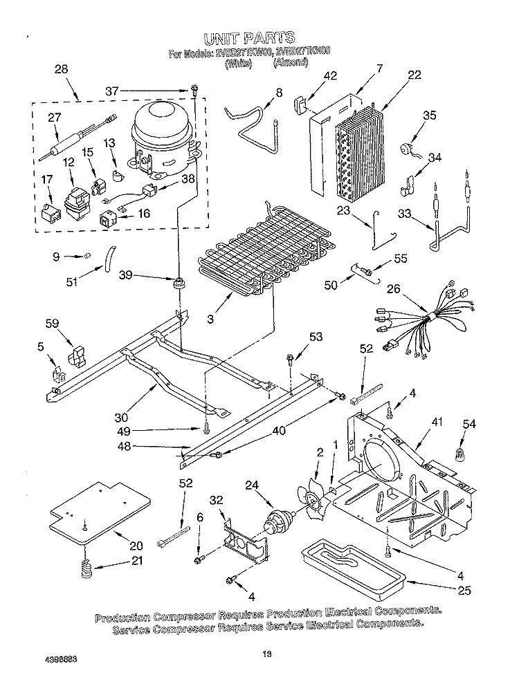 UNIT, OPTIONAL Diagram and Parts List for 2VED27TKW00  Whirlpool Refrigerator