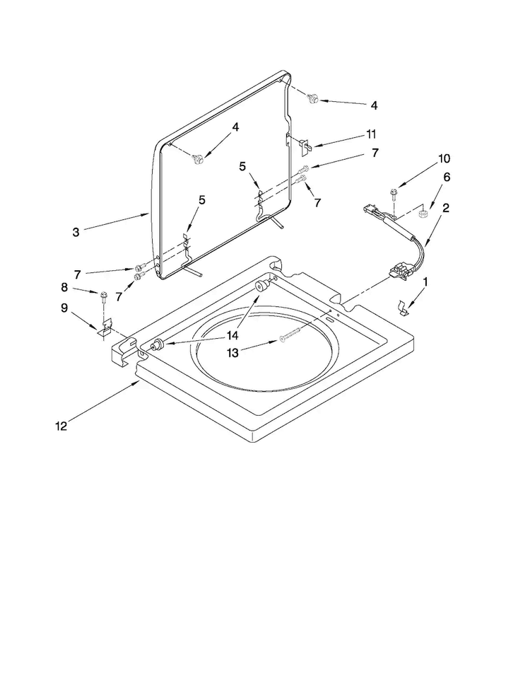 Washer Top And Lid Parts Diagram and Parts List for 11088752799  Kenmore Washer Dryer Combo