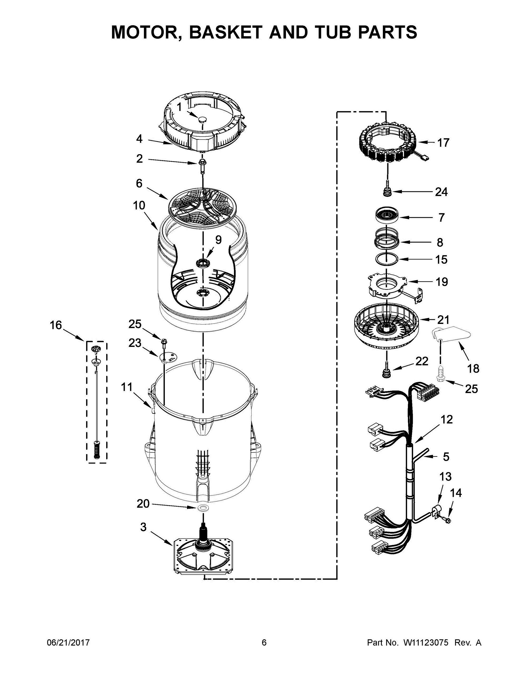 04 - MOTOR, BASKET AND TUB PARTS Diagram and Parts List for WTW7040DW2  Whirlpool Washer