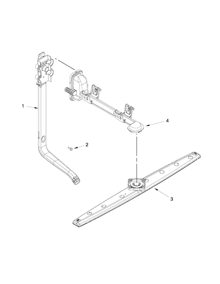 Upper Wash And Rinse Parts Diagram and Parts List for WDF310PAAS4  Whirlpool Dishwasher