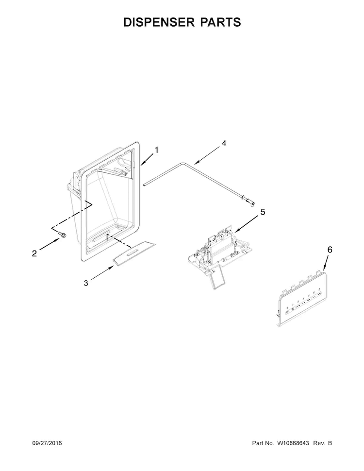 Dispenser Parts Diagram and Parts List for 10650029213  Kenmore Refrigerator