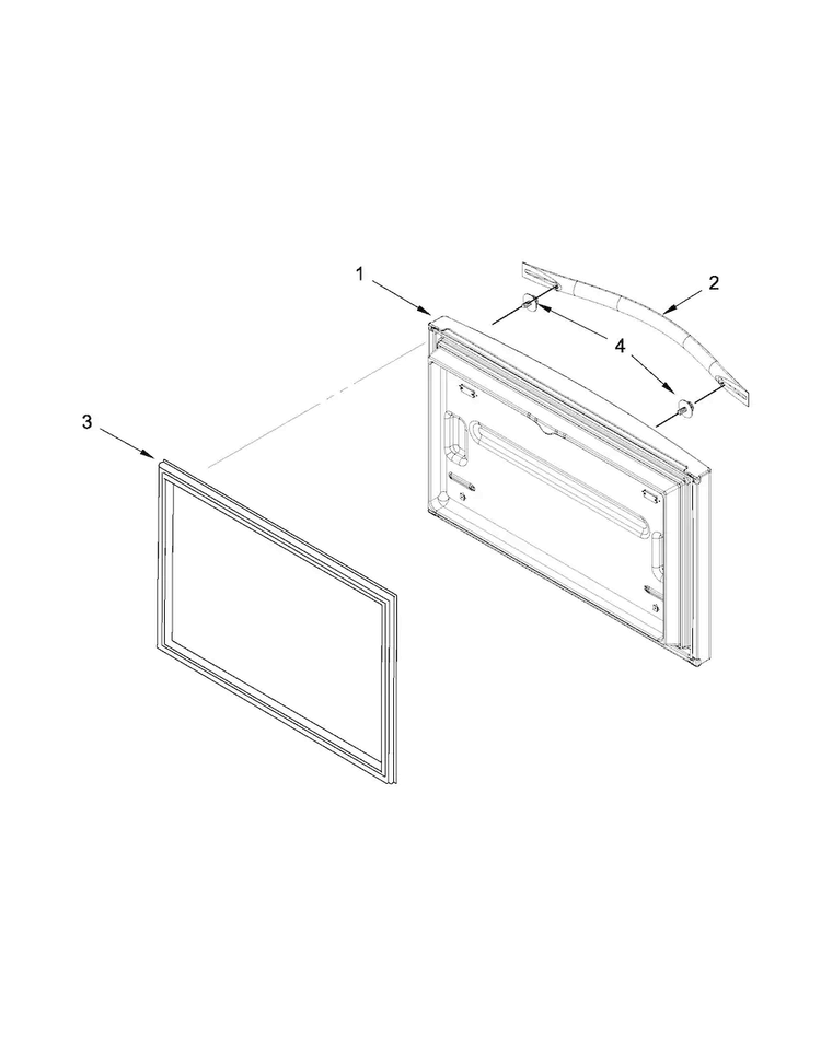 Freezer Door Parts Diagram and Parts List for WRF535SMBM00  Whirlpool Refrigerator