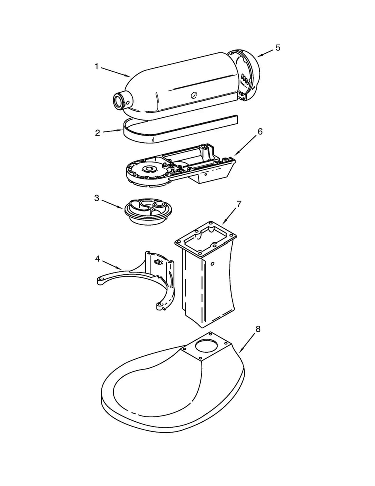 Color Variation Parts Diagram and Parts List for 5KPM5BER4  KitchenAid Mixer