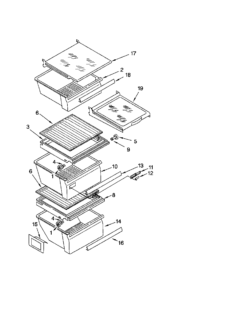 Refrigerator shelf Diagram and Parts List for 10658982801  Kenmore Refrigerator
