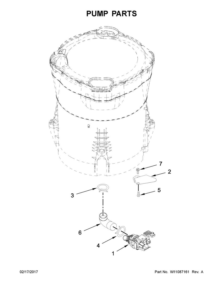 Pump Parts Diagram and Parts List for WTW7300DW2  Whirlpool Washer