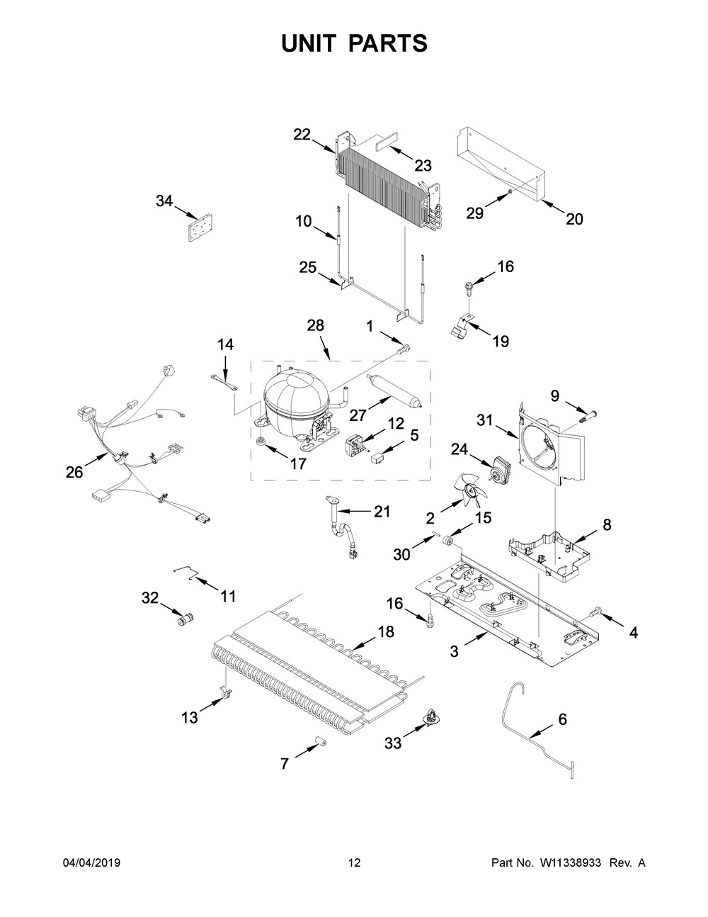 Unit Parts Diagram and Parts List for IX7DDEXGZ003  Whirlpool Refrigerator