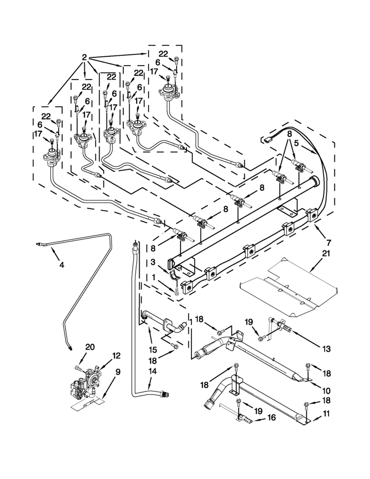 Manifold Parts Diagram and Parts List for KGRS306BSS1  KitchenAid Range