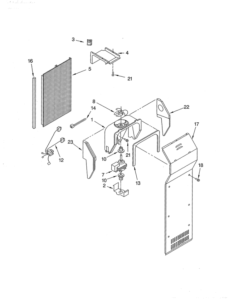 Air Flow Diagram and Parts List for ED5THAXMS10  Whirlpool Refrigerator