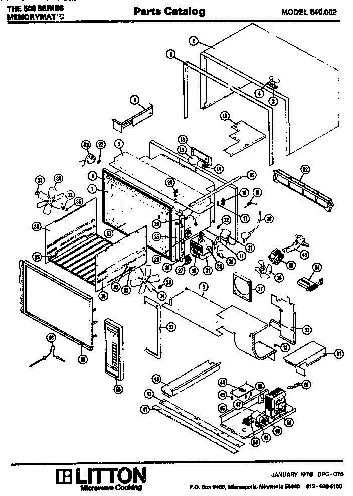 01 - Page 1 Diagram and Parts List for 540002  Whirlpool Microwave